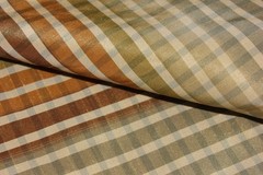 Vintage Plaid Faux Silk Fabric 57×114 Striped Checked 3 Yards
