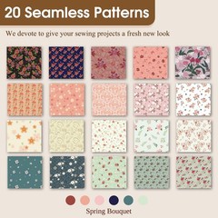 Jelly Roll Fabric 40 PCS Cotton Quilting 2.5×45 Inch Spring Bouquet Crafts