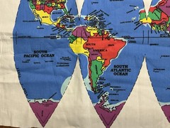 1988 Hugg-A-Planet EARTH Fabric Panel By XTG Products DIY Huggable World Map