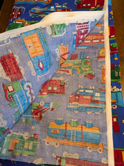 Colorful trains fabric, Cranston Print Works, VIP, 44″x 216″