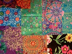 Kaffe Fassett strips, squares, & scraps