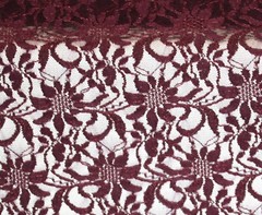 EMBROIDERED 3D FLORAL LACE ULTRA SOFT FABRIC BURGUNDY 59″ WIDE BY THE YARD