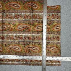 Vintage Style Paisley Floral Metallic Gold Iridescent Fabric Remnant 17×36