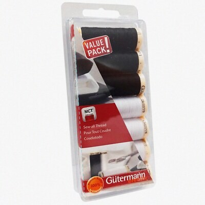 Black and White Polyester Thread Set 7 Spools