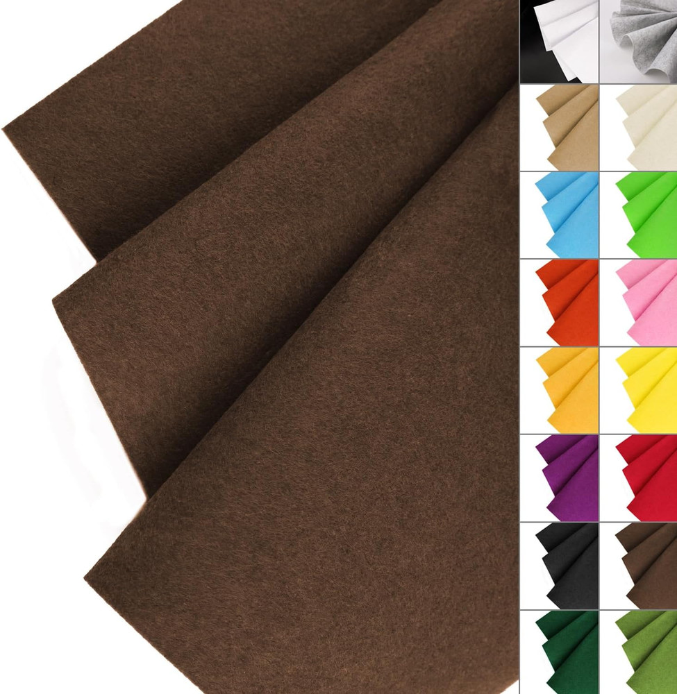 Brown Felt Fabric 36″ X 36″ 1 Square Yard Stiff 1.2Mm Thick Felt Square for C…
