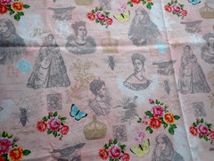 Buttercream For Joann Fabrics Silhouettes of Queen Ladies & Roses Quilt Fabric