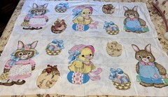 VTG Easter Fabric Lot Appliqués Pillow Quilt Rare Lot! Bunnies Chicks Darling