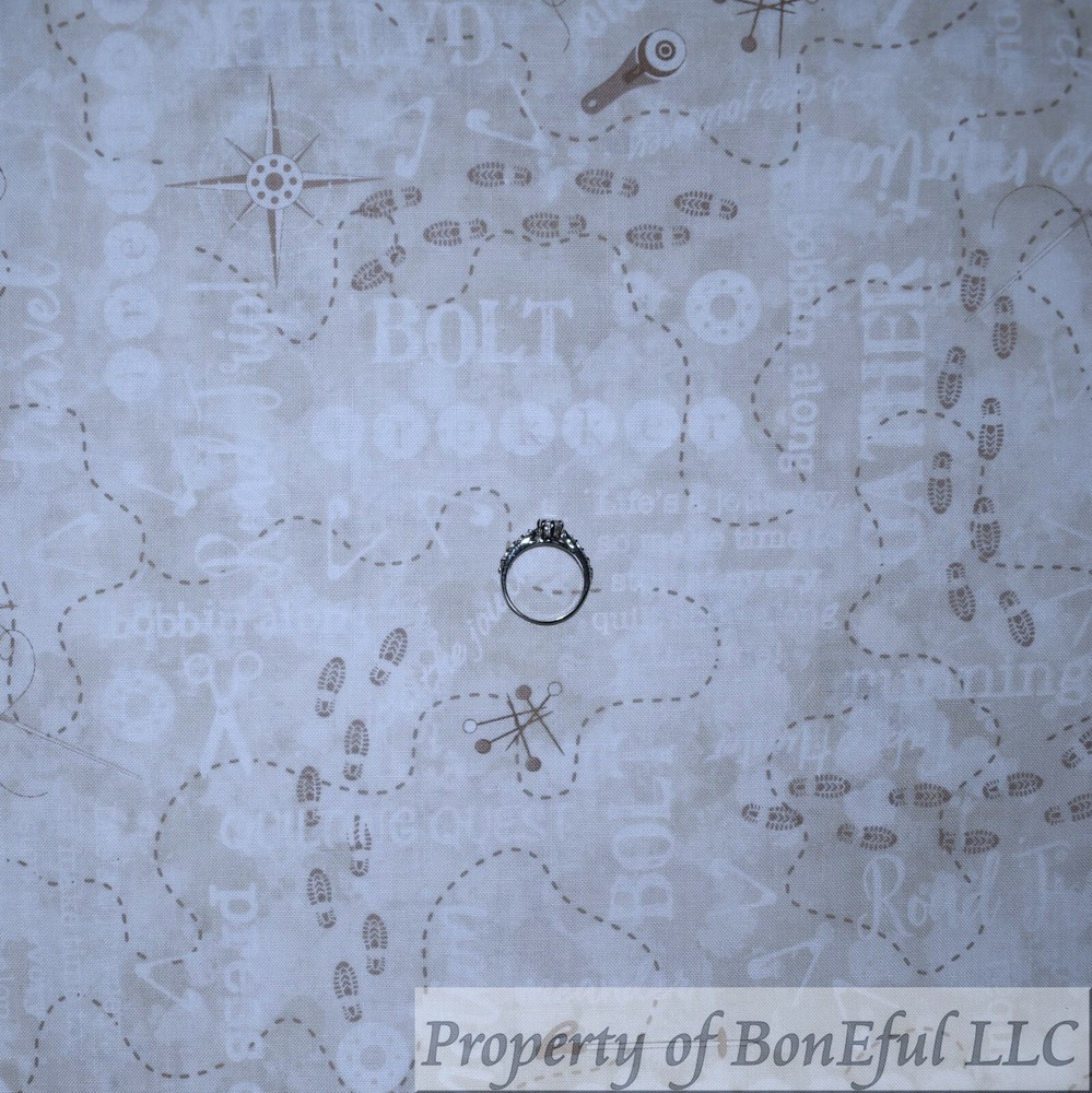BonEful Fabric FQ Cotton Quilt Tan White Rotary Cutter Pin Bolt Lady Hunt Cabin