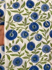 Floral Sewing Material 5 Yards Cotton Fabric Hand Block Print Indian Sanganeri