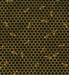 Hi Fashion – Bees On Honeycomb – Black Quilting And Crafting Fabric