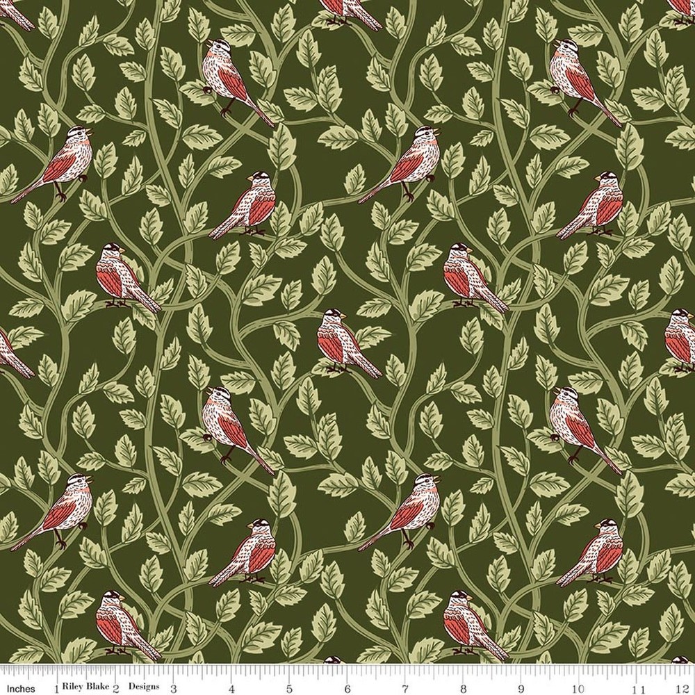 Birds in Hunter | Tangled Garden | Riley Blake