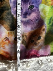 Multicolor Cat Theme Animal Print Fabric Panel with White Trim. Childs size M.