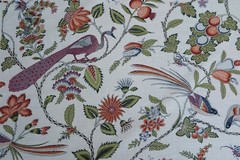 SCHUMACHER CURTAIN FABRIC DESIGN Campagne PERSIMMON & PINK 6.4 METRE LINEN BLEND