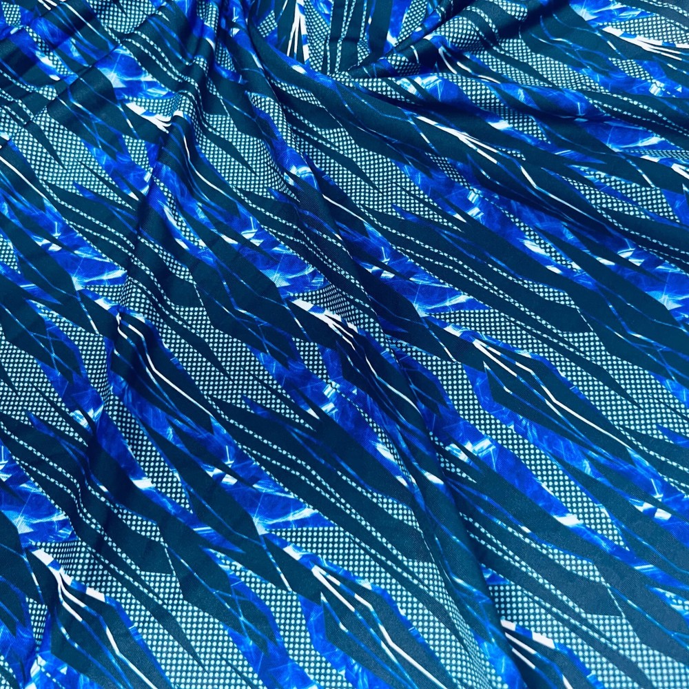 Spandex Stretch Fabric Bright Blue Abstract Print 60″ Wide by Yard for Swimwear