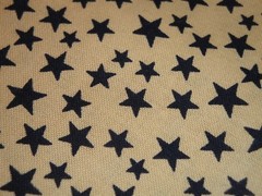 Star Fabric * Scattered Navy Star And Tan Cotton Calico Fabric * Sewing Fabric
