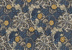WILLIAM MORRIS CURTAIN FABRIC DESIGN Seaweed 3 METRES INK/WOAD 100% COTTON