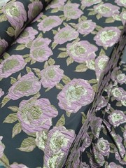 Mauve Gold Floral Metallic Brocade Fabric Sold By The Yard Black Jacquard Emboss