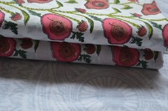 NO TARRIF CHARGES 100%✅ ZK_140 Hand Block Floral Fabric 100%Cotton 5 Yard
