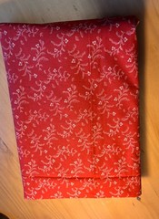 Red Calico Cotton Fabric: 45” By 2 .5Yards, Doll Making, Quilt, Ivory Sprig Leaf