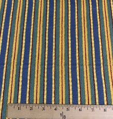 Vtg Striped Fabric Remnant By Debbie Mumm For SSI Green Golden Yellow Blue