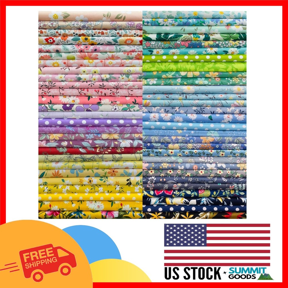 200-Thread Count 50 PCS Cotton Sateen Fabric Squares – Perfect for Quilting
