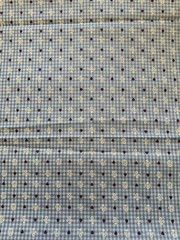 Vintage Flocked Fabric Blue and White Checked Flocked Daisies Hearts 6.28 Yards