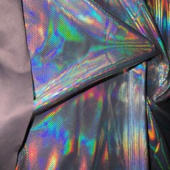 Silver Mirror Hologram Metallic Reflection Stretch Spandex by Yard for Swimwear