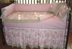 Drapery Upholstery Fabric 100% Cotton Duck Jamestown Toile – Baby Pink / White