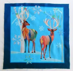 Deer Horns Snowflakes on Light Blue Pic A- 10 1/2″ L x 10 1/4″ W Light Blue Edge