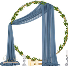 Wedding Arch Draping Fabric 29″ X 20Ft 4 Panels Dusty Blue Sheer Outdoor Curtain