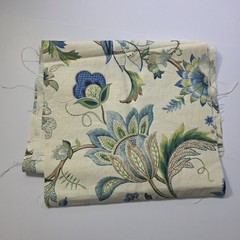 ​P Kaufmann Brissac Sapphire Linen Blend Fabric Floral Jacobean Fleur De Leaf…