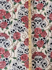 Alexander Henry Fabric the rose tattoo (skulls & roses ) 2005 Cotton 1 Yard