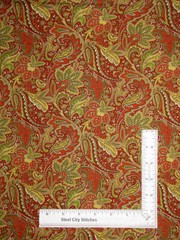 After Five Wine Paisley Floral Leaves Swirl Fabric Cotton by Henry Glass Yard