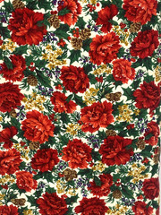 Christmas Red Floral Quilt Fabric Print by VIP for Cranston Print Works