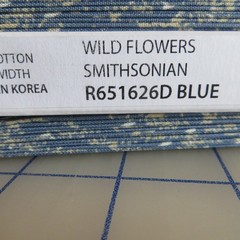 Yard ~ Smithsonian Wild Flowers Branches On Blue ~ $3.99 Ships ANY Amount Fabric
