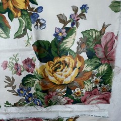 Fabric Stanley King Studios Screen Print Teflon Finish Floral 2 Pieces