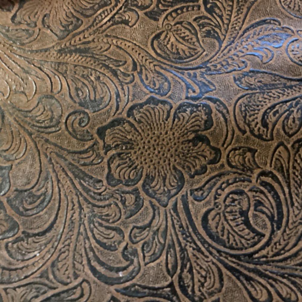 Faux Tooled Leather Remanent Brown 53” X 10”