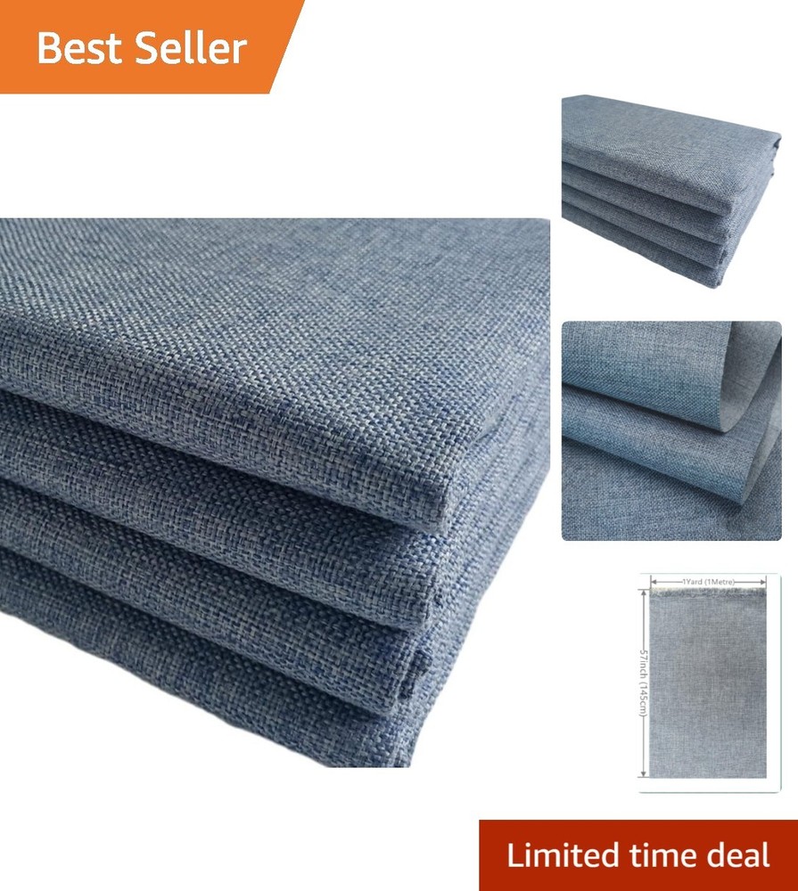 Versatile Faux Linen Upholstery Fabric – Grey Blue 57×36 Inch for Chairs & Sofas