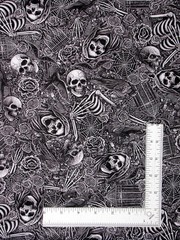 Halloween Skull Skelton Cage Fabric By The Yard Cotton Timeless Treasures CD4140