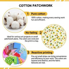 200 Pcs 4″ x 4″ (10cm x 10cm) Cotton Craft Fabric Bundle Squares, Pre-Cut Flo…
