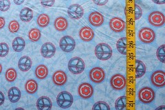 PEACE SIGNS FLOWERS ON BLUE 100% COTTON FLANNEL FABRIC 65X43 INCHES 1.8 yards