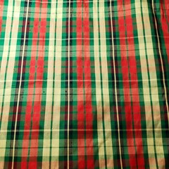 Green Red Yellow Christmas Plaid Silk Dupioni Fabric Iridescent 42″ by the Yard