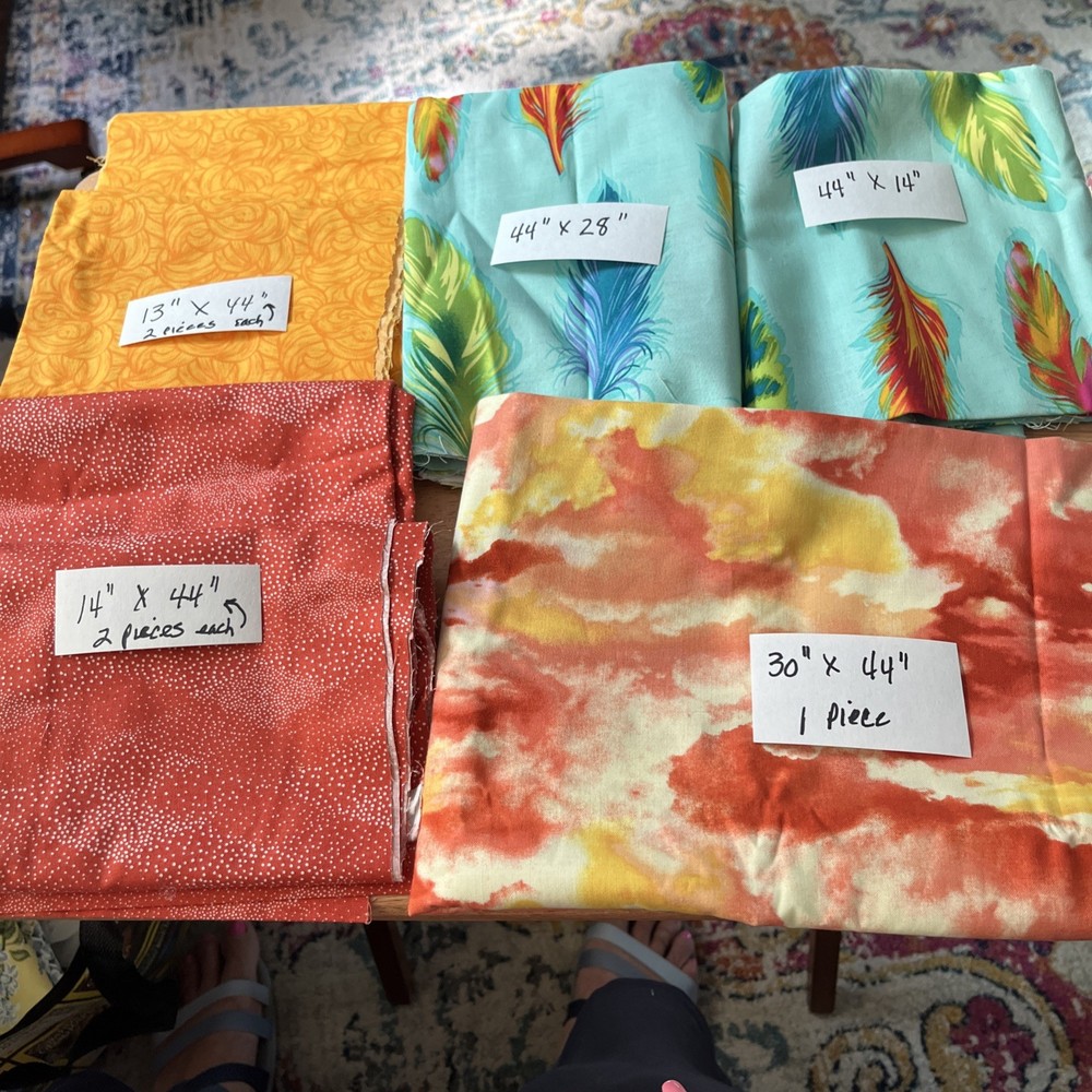 cotton fabric remnants lot 7 pieces