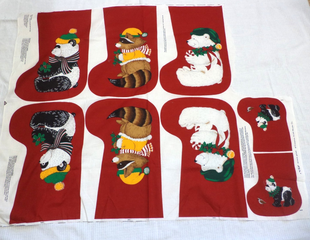VIP CRANSTON CHRISTMAS FABRIC PANEL-MAKES 3 LG. STOCKINGS & 1 SM. CUT AND SEW