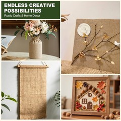 Natural Burlap Fabric Roll 19.7 Inches x 6.5 Ft Jute Cloth For Crafts Plant Wrap