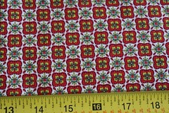 By 1/2 Yd, 36″ Wide, Vintage 1940’s-60’s, Red Green Yellow Floral on White,N1623