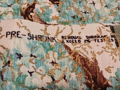 Vtg Mid Century Hydrangea Floral Barkcloth Fabric Blue Gold Brown Remnants 47×31