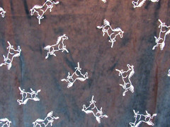 Black Velvet Fabric w/ Embroidered Horses 108″ long x 40″ Apparel Sewing Crafts
