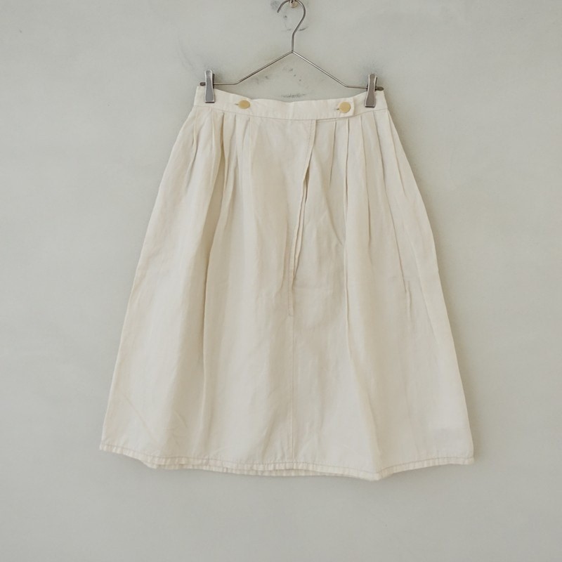 homspun Linen-Cotton Tuck Skirt Size S (sk33-2512-424)
