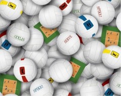 Elizabeths Studio – Sports – Volleyballs – White – 216E-WHT, Fabric BTY